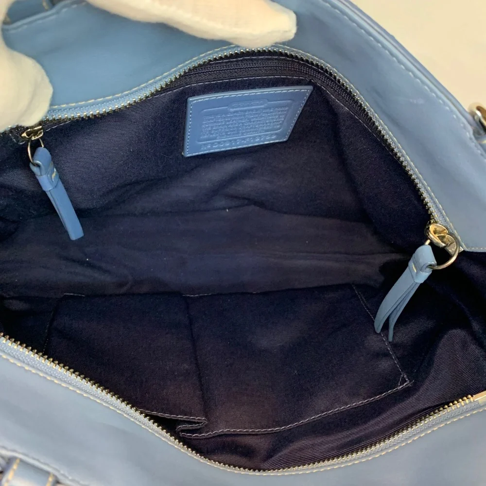Coach Dusty Blue All Genuine Leather Shoulder Bag with Metal Hang Tag!